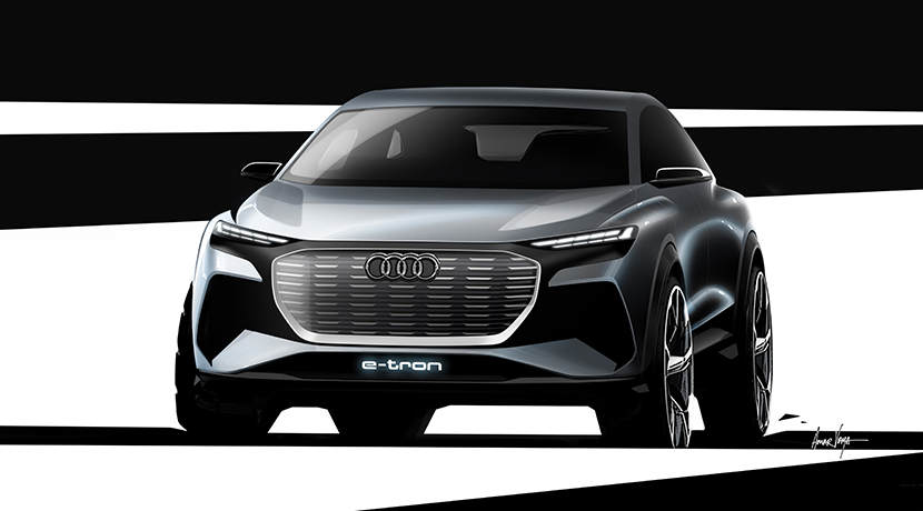 Sketch of the Audi Q4 e-tron Front Concept