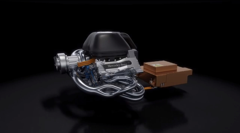 Render of the Mercedes V6 Turbo Hybrid engine for F1