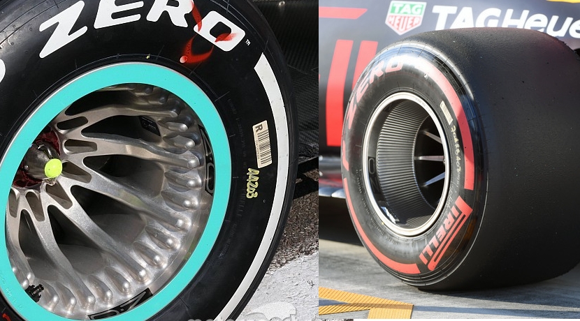 Mercedes and Red Bull tires comparative 